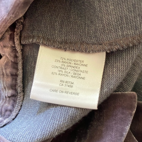 Y2K BCBG Max Azria Ponte Knit Faux Wrap Pleated Velvet Trimmed Dress - Size 2 - Picture 12 of 12